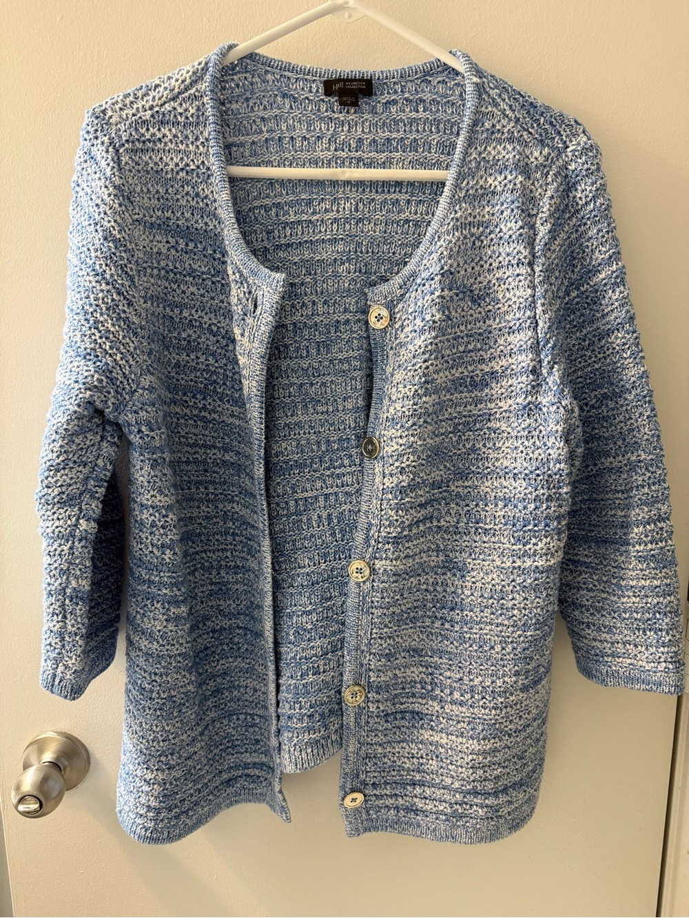 J. Jill Light Blue Textured Button-Front Cardigan